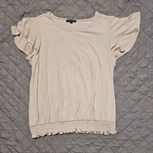 Adrianna Papell Blush Ruffle Sleeve Blouse